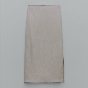 Zara Collection Elegant Sequin Beige Women's Midi Skirt with a touch of stretch.